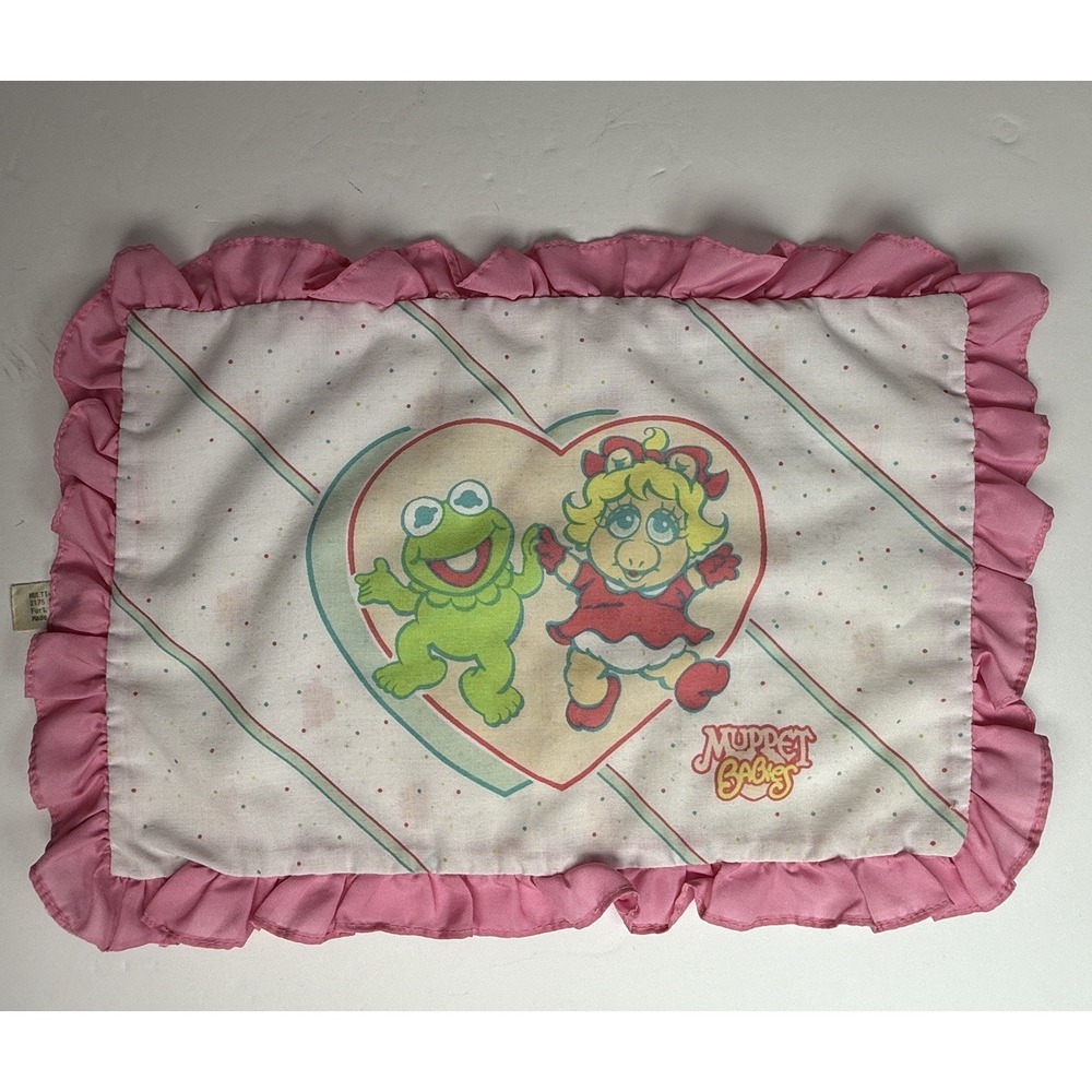 VTG 1985 Jim Henson Muppet Babies HA! Pillow Case Sham Kermit Miss Piggy